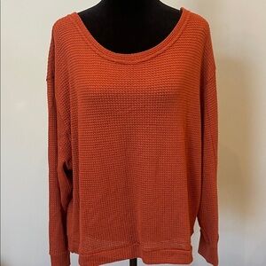 Rusty Brown Waffle Knit Scoop Neck top  - small new with tags - altar’d state